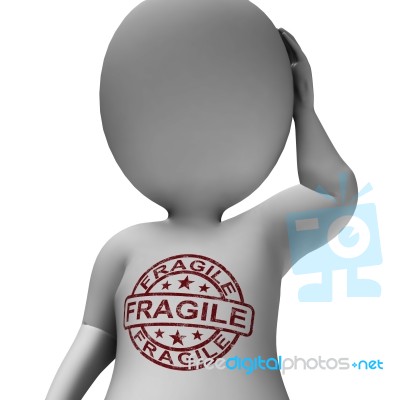 Fragile Stamp Showing Fragile Man Frail And Sensitive Stock Image