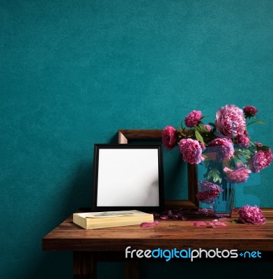 Frames And Flower  3d Rendering Stock Image