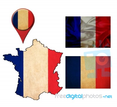 France Flag, Map And Map Pointers Stock Image