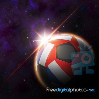 France Flag On 3d Football With Rising Sun Stock Image