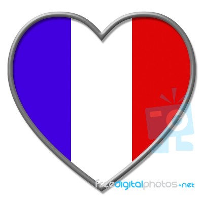 France Heart Means Valentines Day And Euro Stock Image