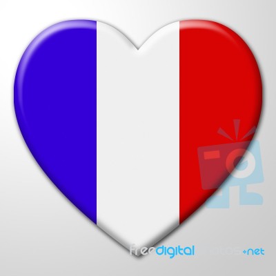 France Heart Represents Valentine Day And Europe Stock Image