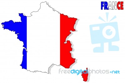 France Map Flag Stock Image