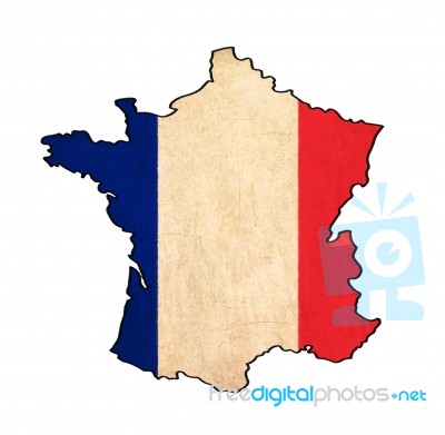 France Map On France Flag Drawing Stock Image