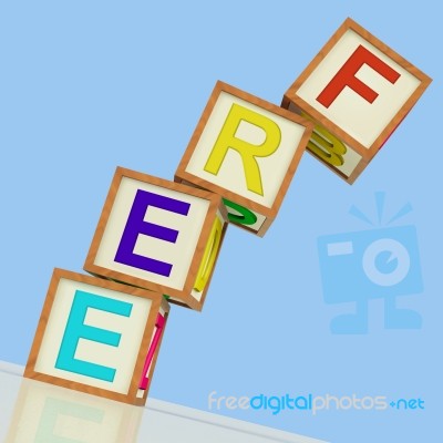 Free Blocks Mean Gratis Or Without Charge Stock Image