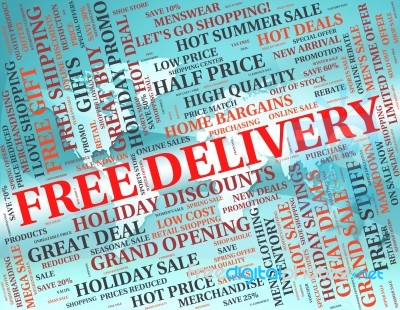 Free Delivery Representing With Our Compliments And Without Charge Stock Image