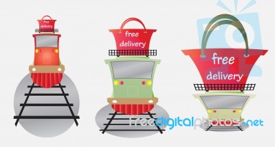 Free Delivery Word And  Cargo  Train Stock Image