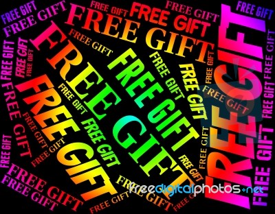 Free Gift Representing With Our Compliments And Gratis Stock Image