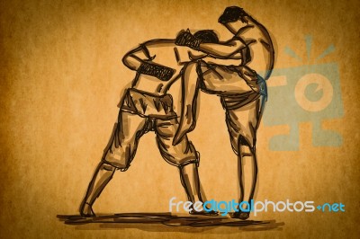 Free Hand sketchy Thai Boxing Stock Image