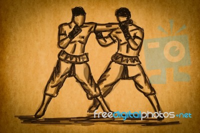 Free Hand sketchy Thai Boxing Stock Image