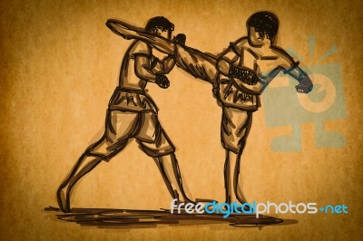 Free Hand sketchy Thai Boxing Stock Image