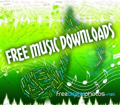 Free Music Downloads Shows No Cost And Audio Stock Image