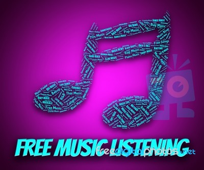 Free Music Listening Indicates With Our Compliments And Freebie Stock Image