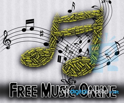 Free Music Online Shows No Charge And Complimentary Stock Image