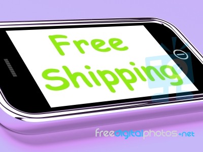 Free Shipping On Phone Shows No Charge Or Gratis Deliver Stock Image