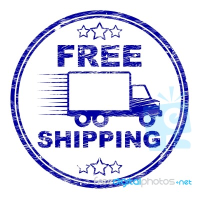 Free Shipping Stamp Represents For Nothing And Complimentary Stock Image