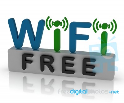 Free Wifi Shows Internet Connection And Mobile Hotspot Stock Image