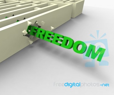 Freedom From Maze Shows Liberated Stock Image