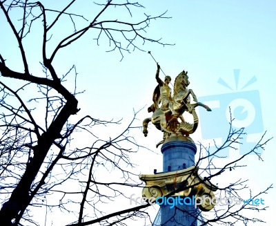 Freedom Monument In Tbilisi Stock Photo