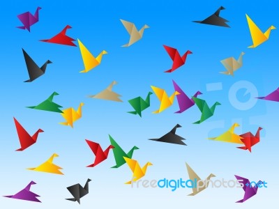 Freedom Sky Indicates Flock Of Birds And Escaped Stock Image