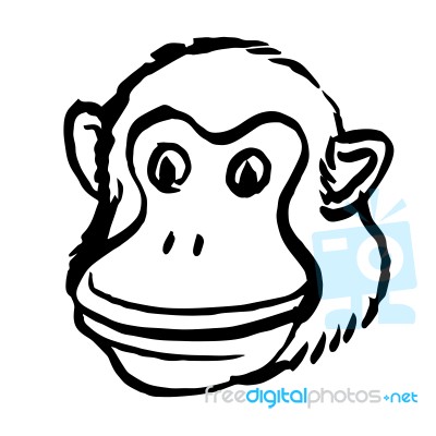 Freehand Illustration Of Monkey Head On White Background Stock Image