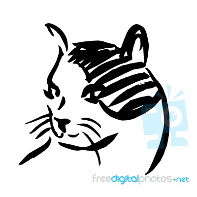 Freehand Sketch Illustration Of Cat, Kitten Stock Image