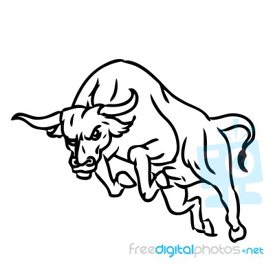 Freehand Sketch Illustration Of Charging Bull Stock Image