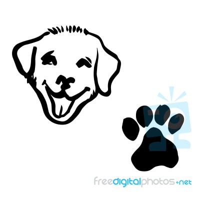 Freehand Sketch Illustration Of Dog, Animal Footprint Stock Image