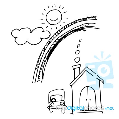 Freehand Sketch Illustration Of Sweet Home Stock Image