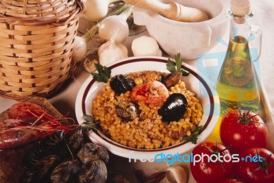 Fregola Seafood Recipe Typical Sardinian Pasta Stock Photo