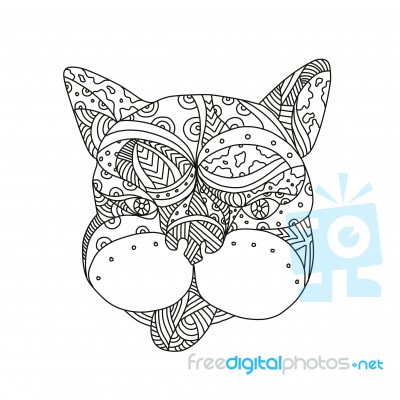 French Bulldog Doodle Art Stock Image