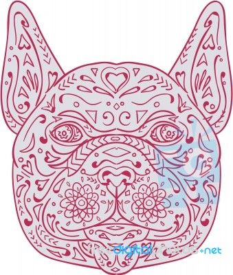 French Bulldog Head Front Mandala Stock Image