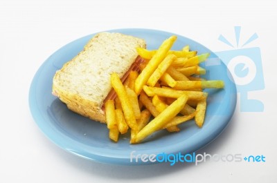 French Fried And Ham Sandwich Stock Photo