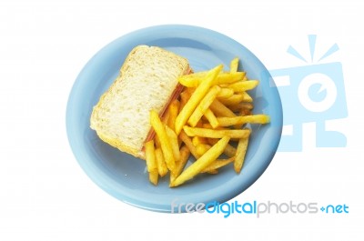 French Fried And Ham Sandwich Stock Photo