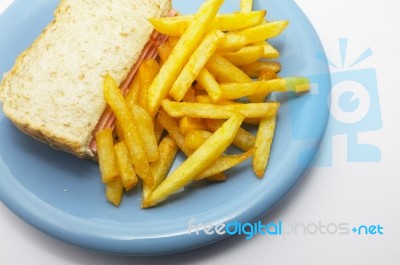 French Fried And Ham Sandwich Stock Photo