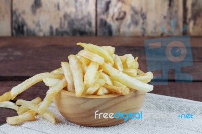 French Fries On Tablecloth Stock Photo