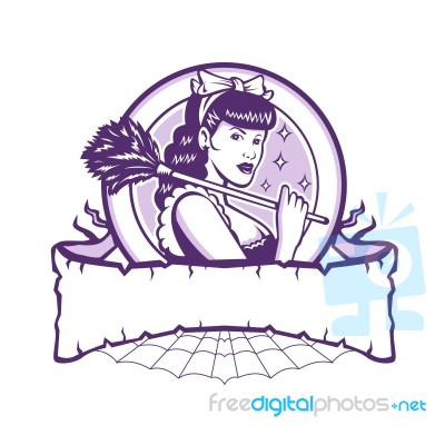 French Maid Female Cleaner Retro Stock Image