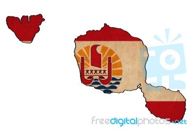 French Polynesia Map On French Polynesia  Flag Drawing ,grunge A… Stock Image