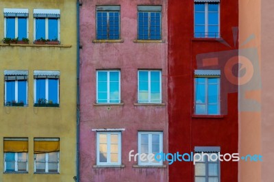 French Style Town Buildings Stock Photo