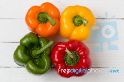 Fresh And Colorful Bell Peppers Stock Photo