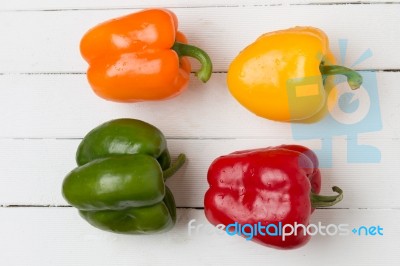 Fresh And Colorful Bell Peppers Stock Photo