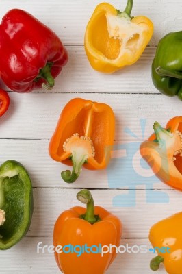 Fresh And Colorful Bell Peppers Stock Photo