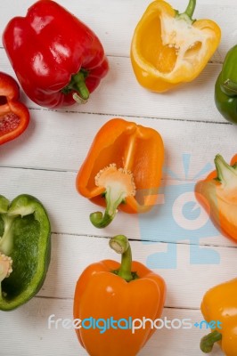 Fresh And Colorful Bell Peppers Stock Photo