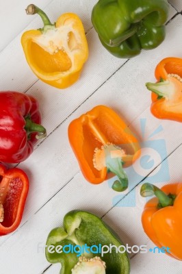 Fresh And Colorful Bell Peppers Stock Photo