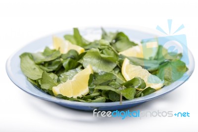 Fresh And Healthy Watercress Salad With Lemon Stock Photo