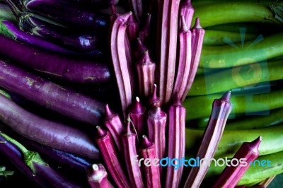 Fresh Angled Loofah Angled Gourd Fruits In Basket Stock Photo