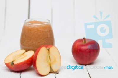 Fresh Apple Juice Isolated On A White Background Stock Photo