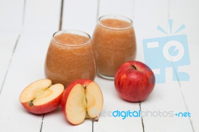 Fresh Apple Juice Isolated On A White Background Stock Photo