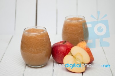 Fresh Apple Juice Isolated On A White Background Stock Photo