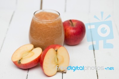 Fresh Apple Juice Isolated On A White Background Stock Photo